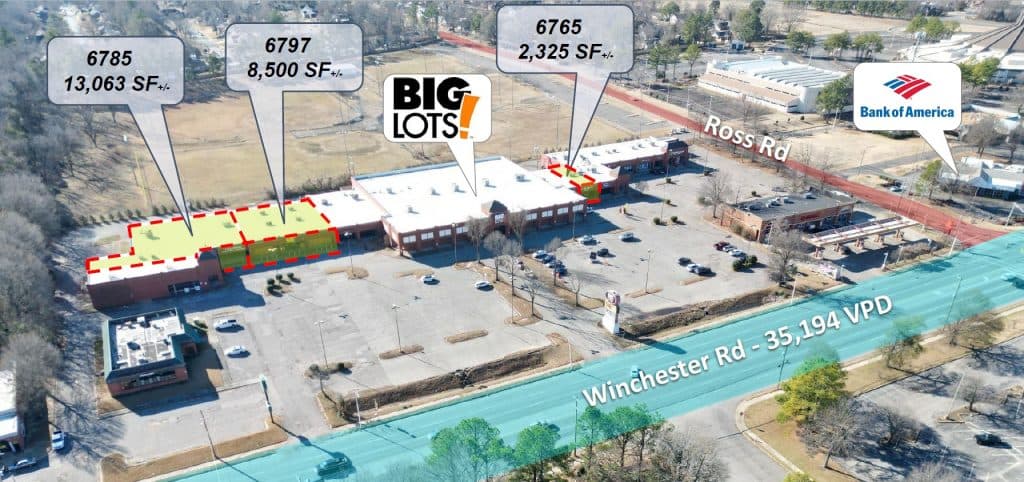 6785-6797 Winchester Rd  |  Retail | 3 spaces available | 2,325 SF – 8,500 SF – 13,063 SF