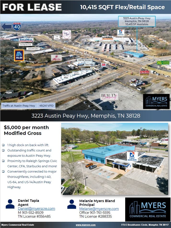 3223 Austin Peay Hwy, Memphis, TN 38128  |  Flex/Retail space For Lease