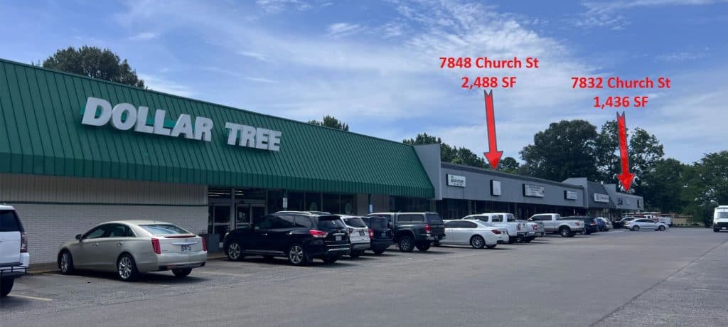 7832-7848 Church St., Millington, TN  |  1,436 SF & 2,488 SF Available. Motivated Landlord !