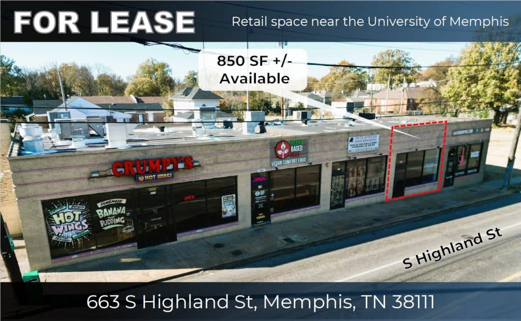 Retail space near the University of Memphis  |  663 S HIGHLAND ST, MEMPHIS, TN 38111